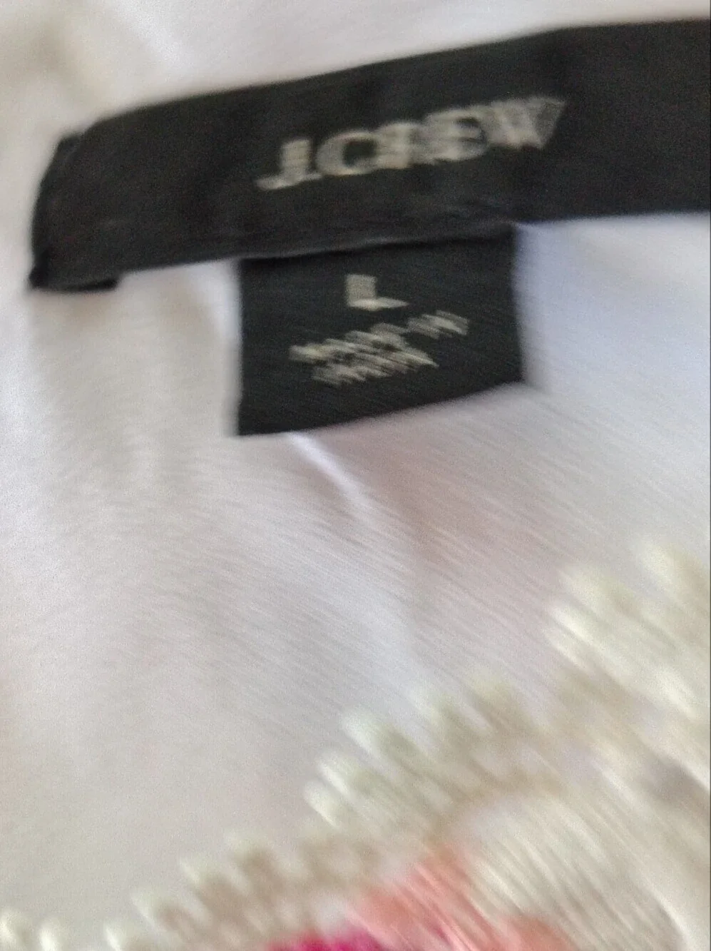 J. Crew Floral Lace Short Sleeve Top in White with Pink Flowers Size L